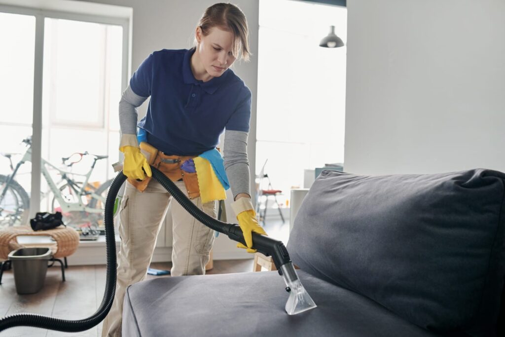 Careful vacuuming of sofa upholstery